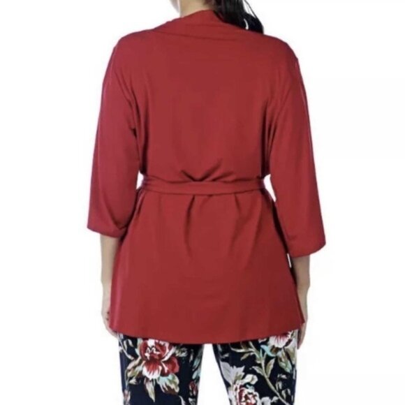 NEW Kim & Co. Red Lightweight Belted Cardigan with Sash Size XS (bin 2J) - Picture 2 of 5